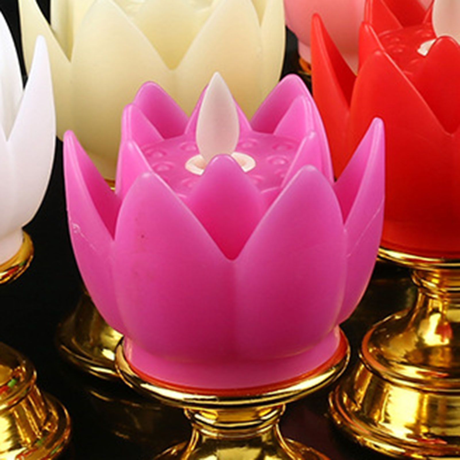 LED Lotus Lamp Colorful LED Soft Natural Light Lifelike Safe Odorless Durable Buddha Lamp for Bedroom Office Living Room Purple - Image 2