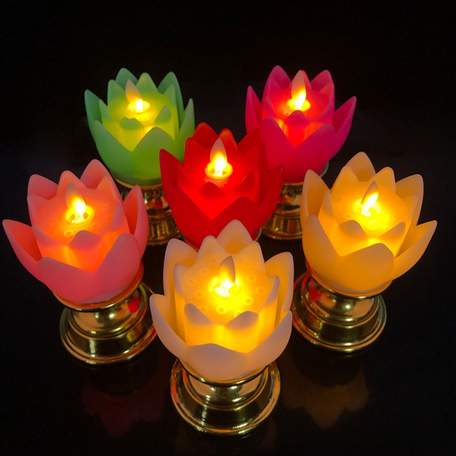 LED Lotus Lamp Colorful LED Soft Natural Light Lifelike Safe Odorless Durable Buddha Lamp for Bedroom Office Living Room Purple - Image 4