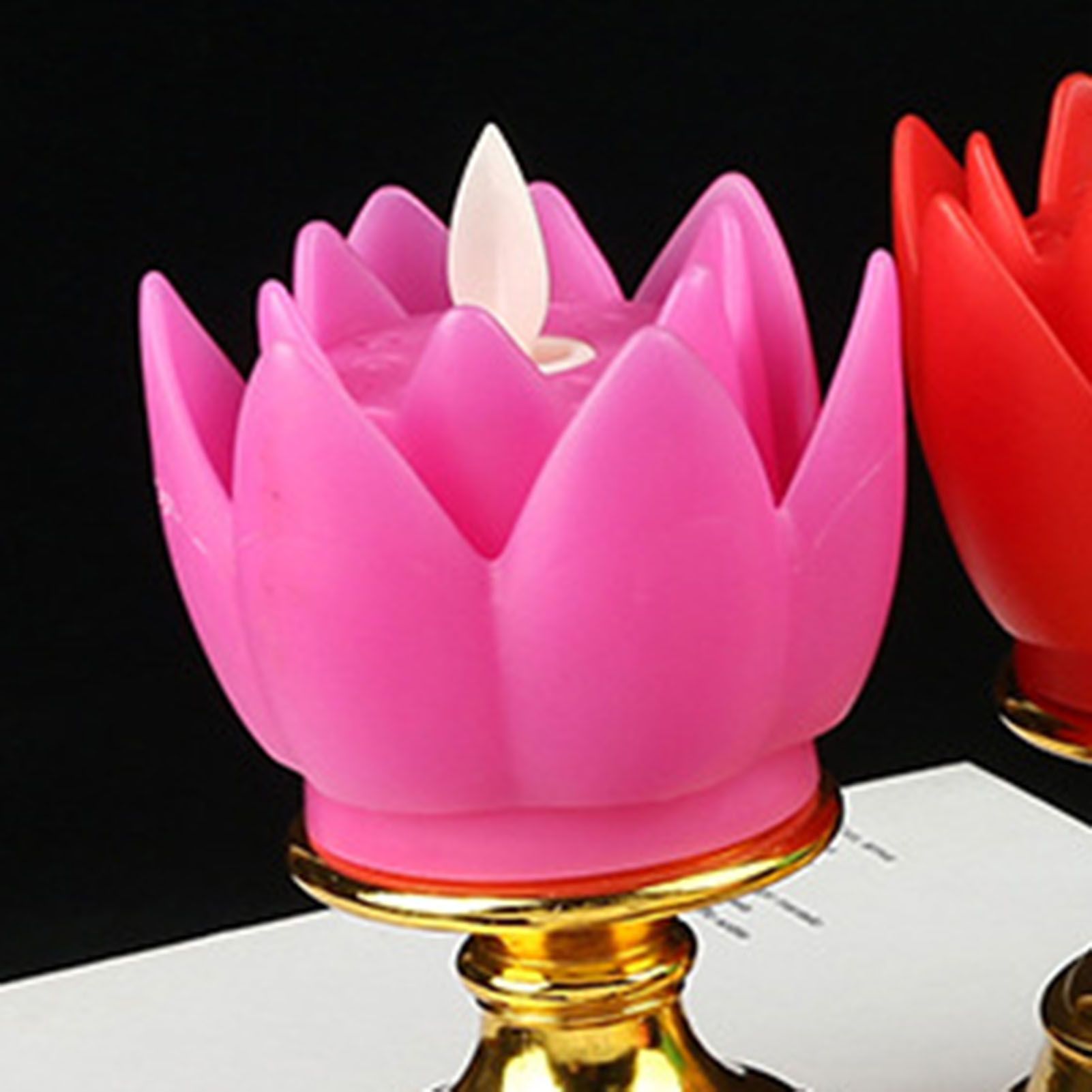 LED Lotus Lamp Colorful LED Soft Natural Light Lifelike Safe Odorless Durable Buddha Lamp for Bedroom Office Living Room Purple - Image 5