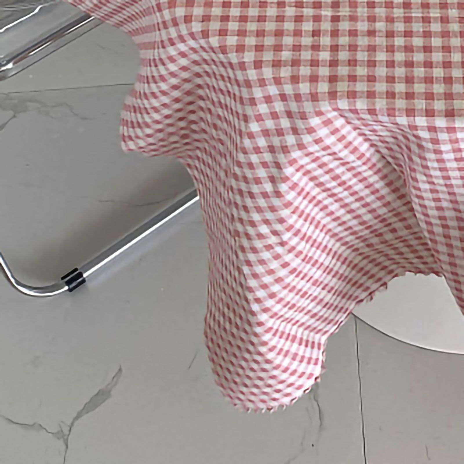 Desk Tablecloth Plaid Table Cover Linen Cotton Backdrop Dustproof Home Decoration for Office Dormitory Pink 150x150cm / 59.1x59.1in - Image 2