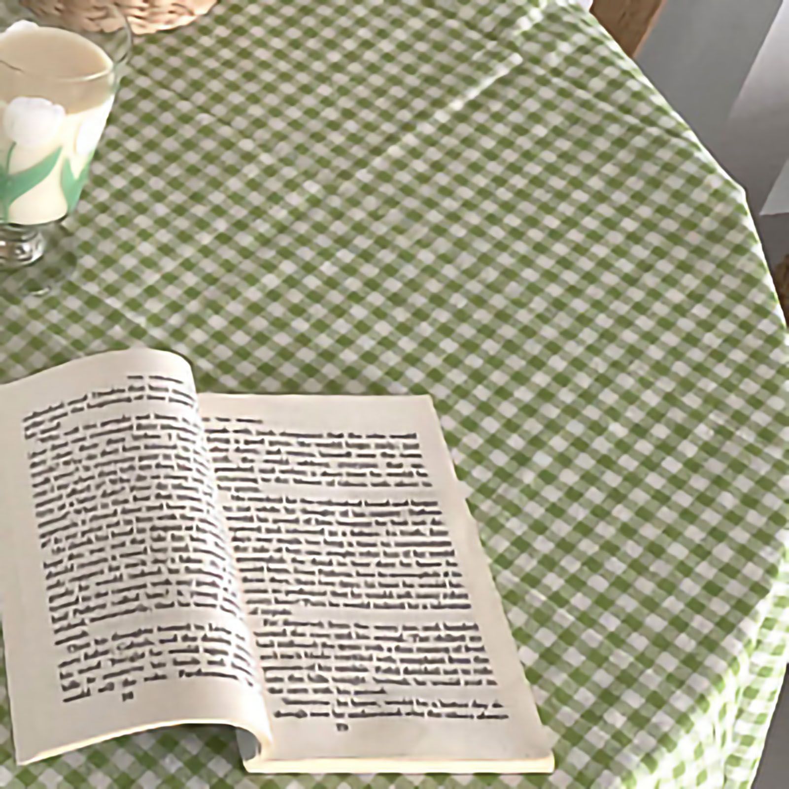 Desk Tablecloth Plaid Table Cover Linen Cotton Backdrop Dustproof Home Decoration for Office Dormitory Green 70x70cm / 27.6x27.6in - Image 4