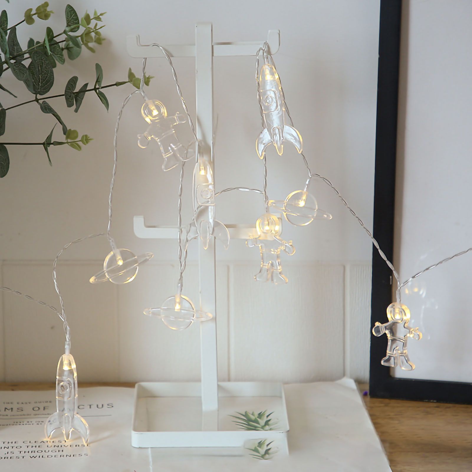 LED String Light Outer Space Astronaut Planet Spaceship Shape Waterproof Led String Room Decor for Christmas Festival Warm White 3 Batteries 20LED - Image 4