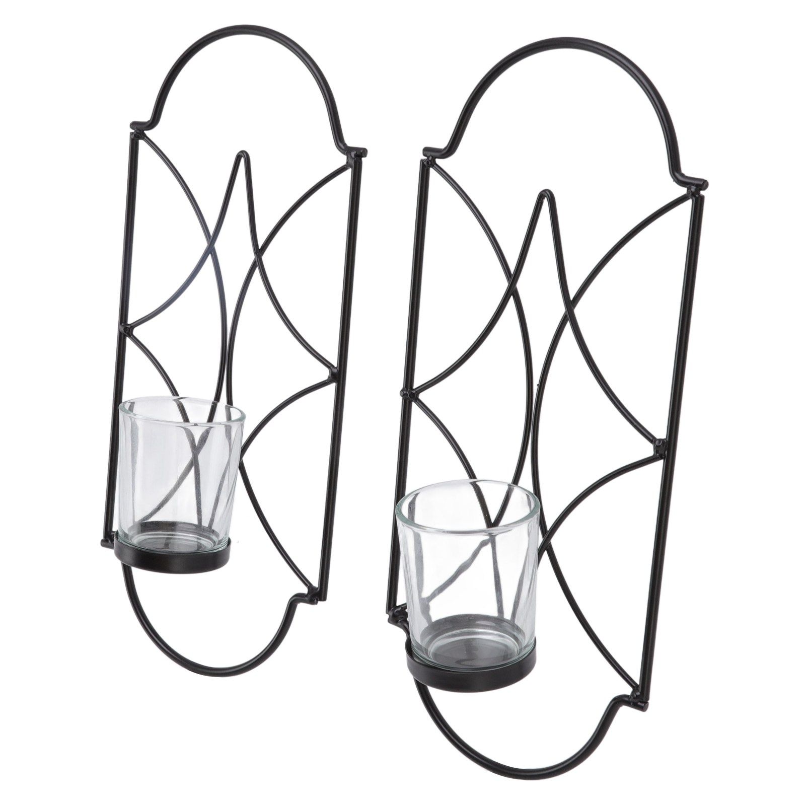 2Pcs Wall Mounted Candle Holder Iron Glass Sconces Decoration Accessories for Living Room Bedroom Black - Image 3