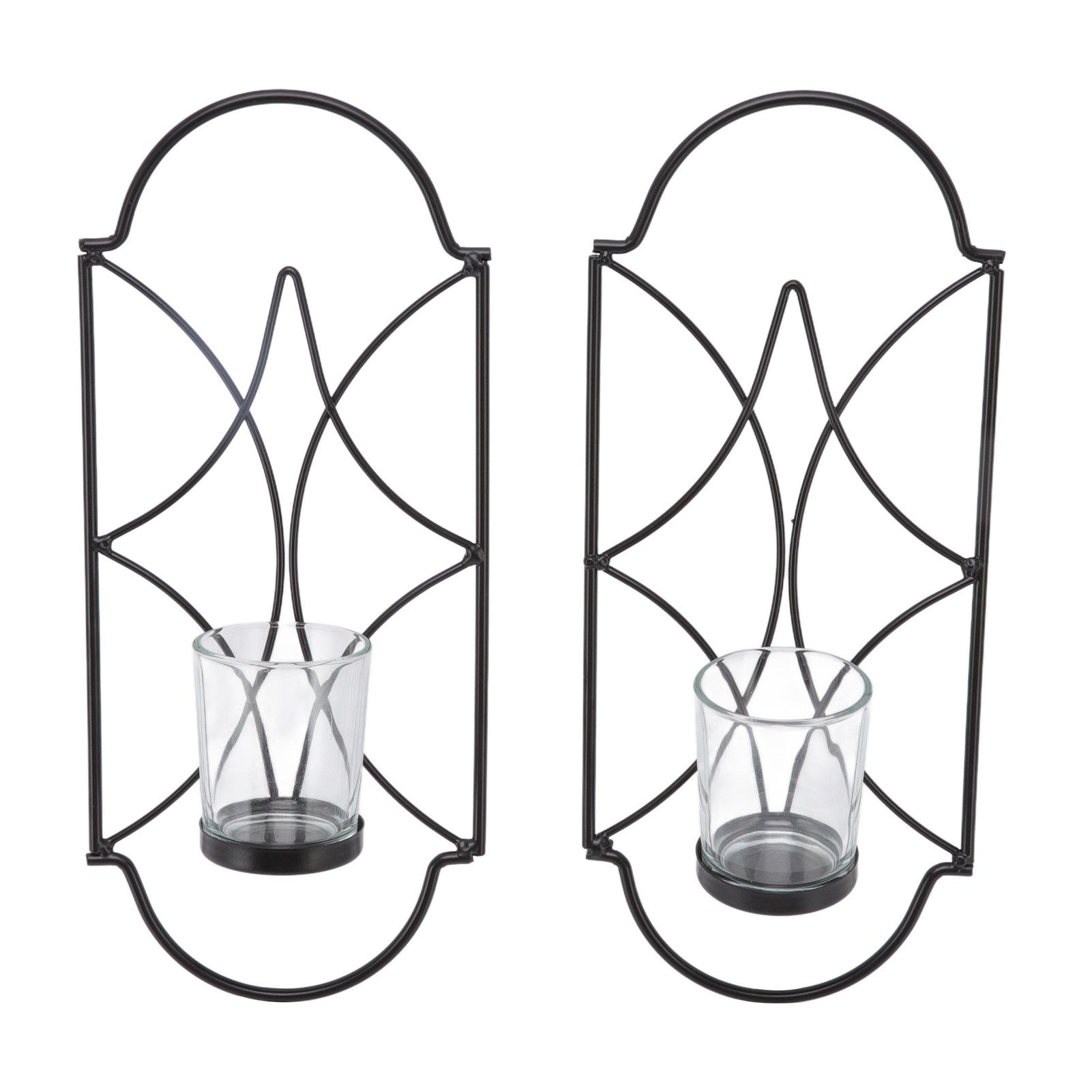 2Pcs Wall Mounted Candle Holder Iron Glass Sconces Decoration Accessories for Living Room Bedroom Black - Image 6