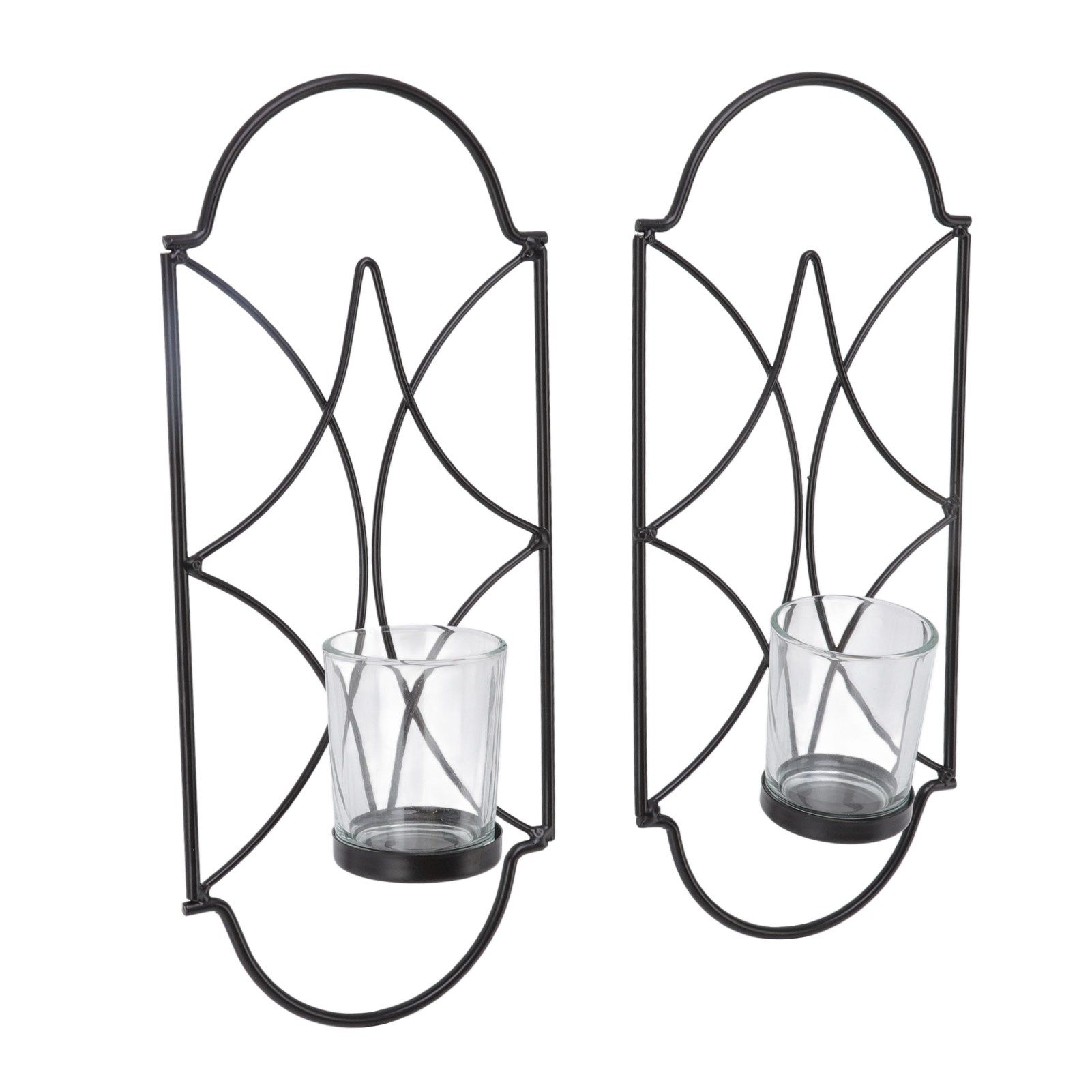 2Pcs Wall Mounted Candle Holder Iron Glass Sconces Decoration Accessories for Living Room Bedroom Black - Image 7