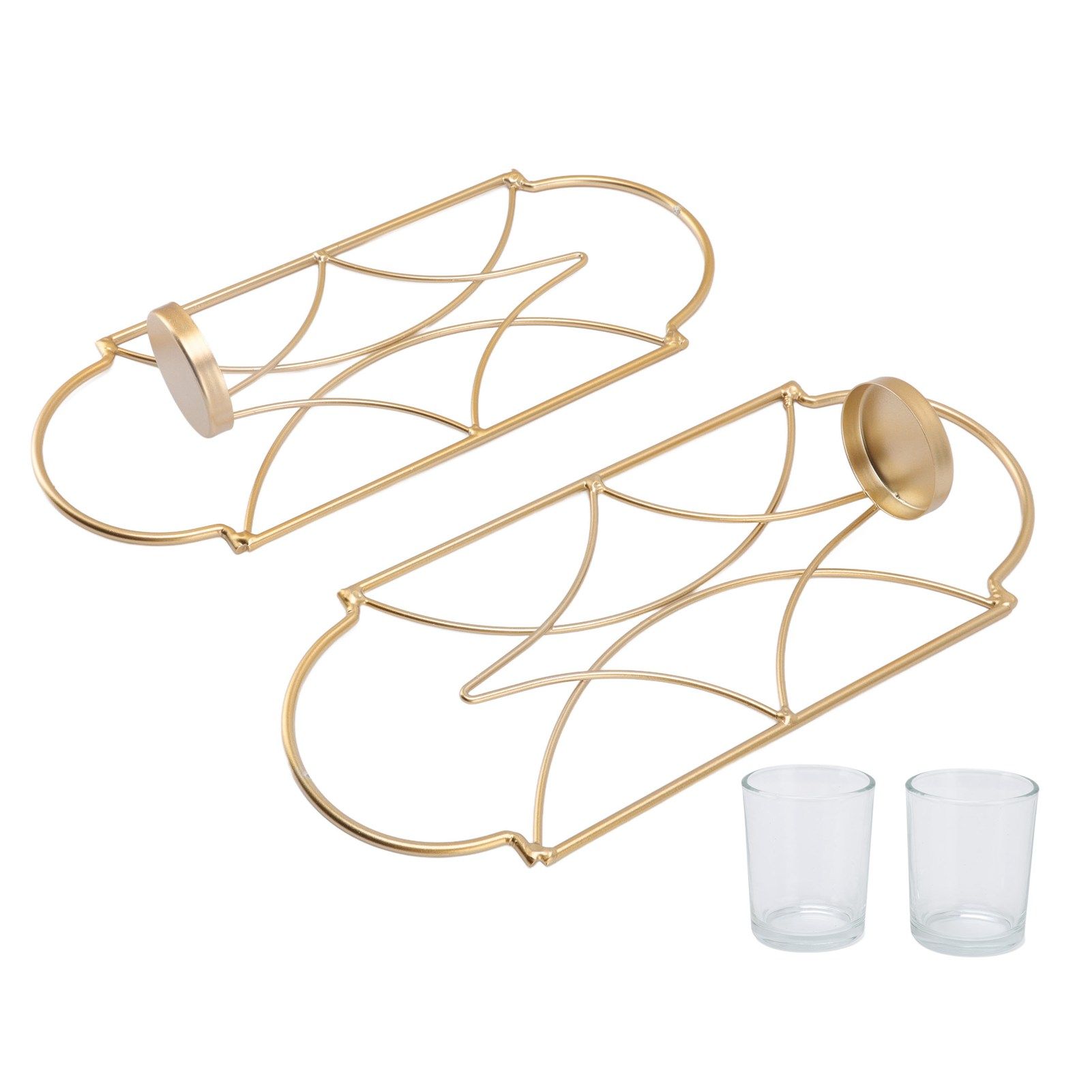 2Pcs Wall Mounted Candle Holder Iron Glass Sconces Decoration Accessories for Living Room Bedroom Gold - Image 5