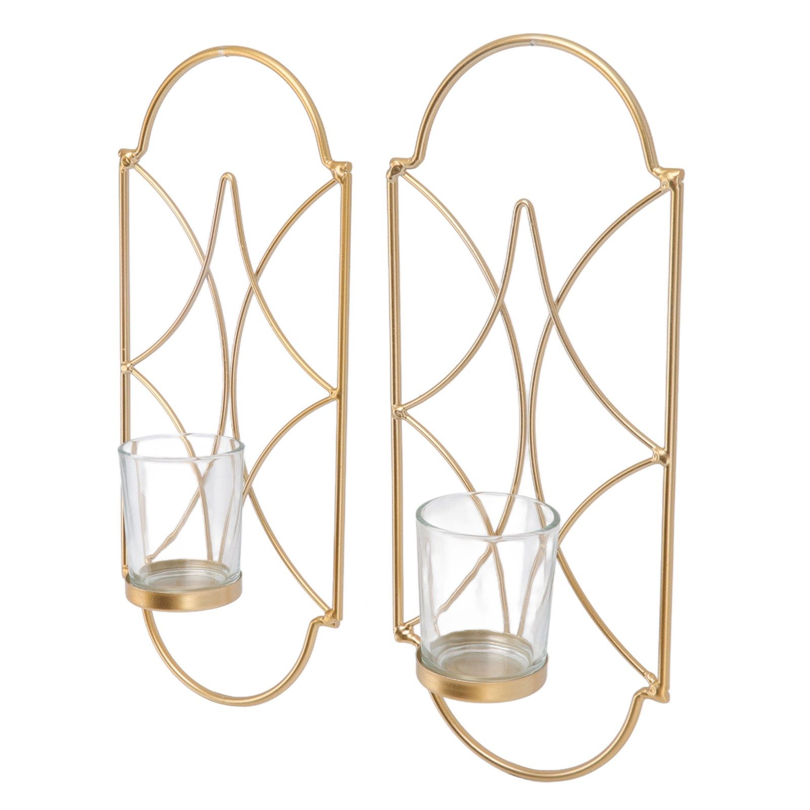 2Pcs Wall Mounted Candle Holder Iron Glass Sconces Decoration Accessories for Living Room Bedroom Gold - Image 6