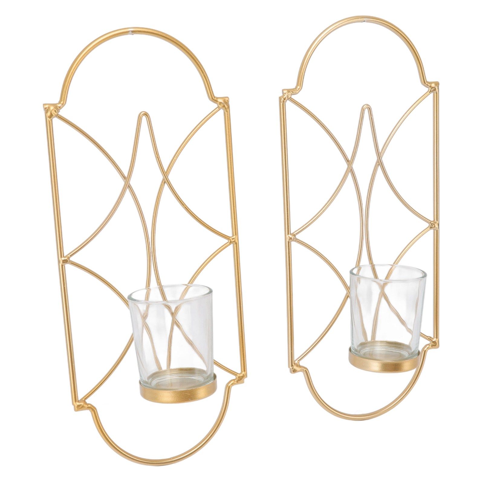 2Pcs Wall Mounted Candle Holder Iron Glass Sconces Decoration Accessories for Living Room Bedroom Gold - Image 8