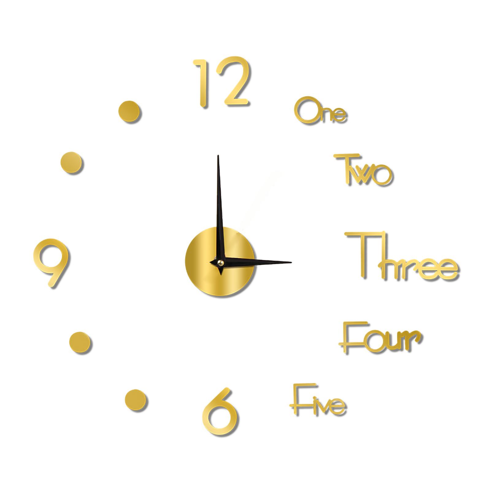 Night Light Wall Clock Frameless Decorative Luminous Silent Clock for Living Room Bedroom Gold Large 130cm/51.18in - Image 1