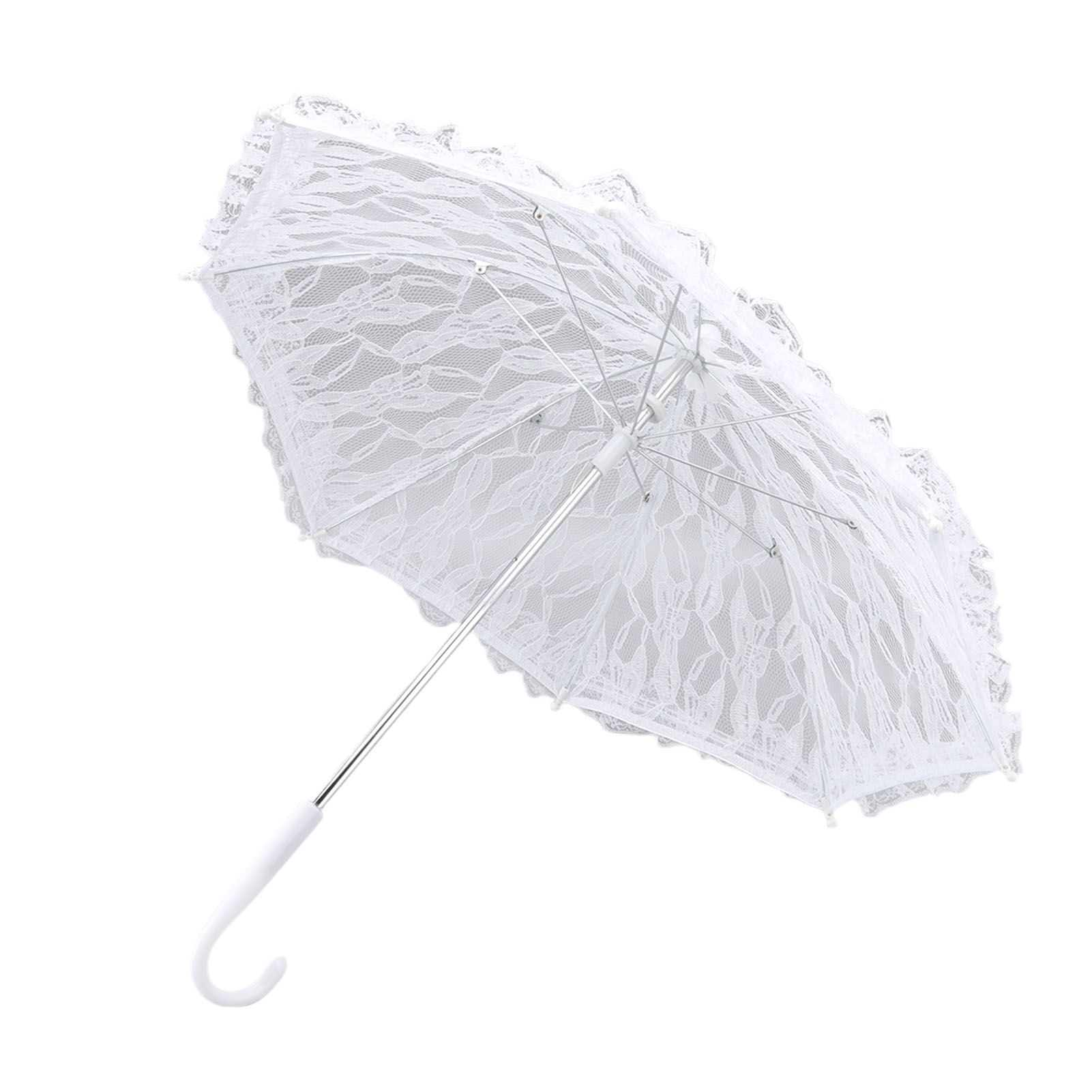 White Lace Parasol Umbrella J Handle Elegant Appearance Bridal Lace Umbrella for Wedding Party Decorations Prom - Image 1