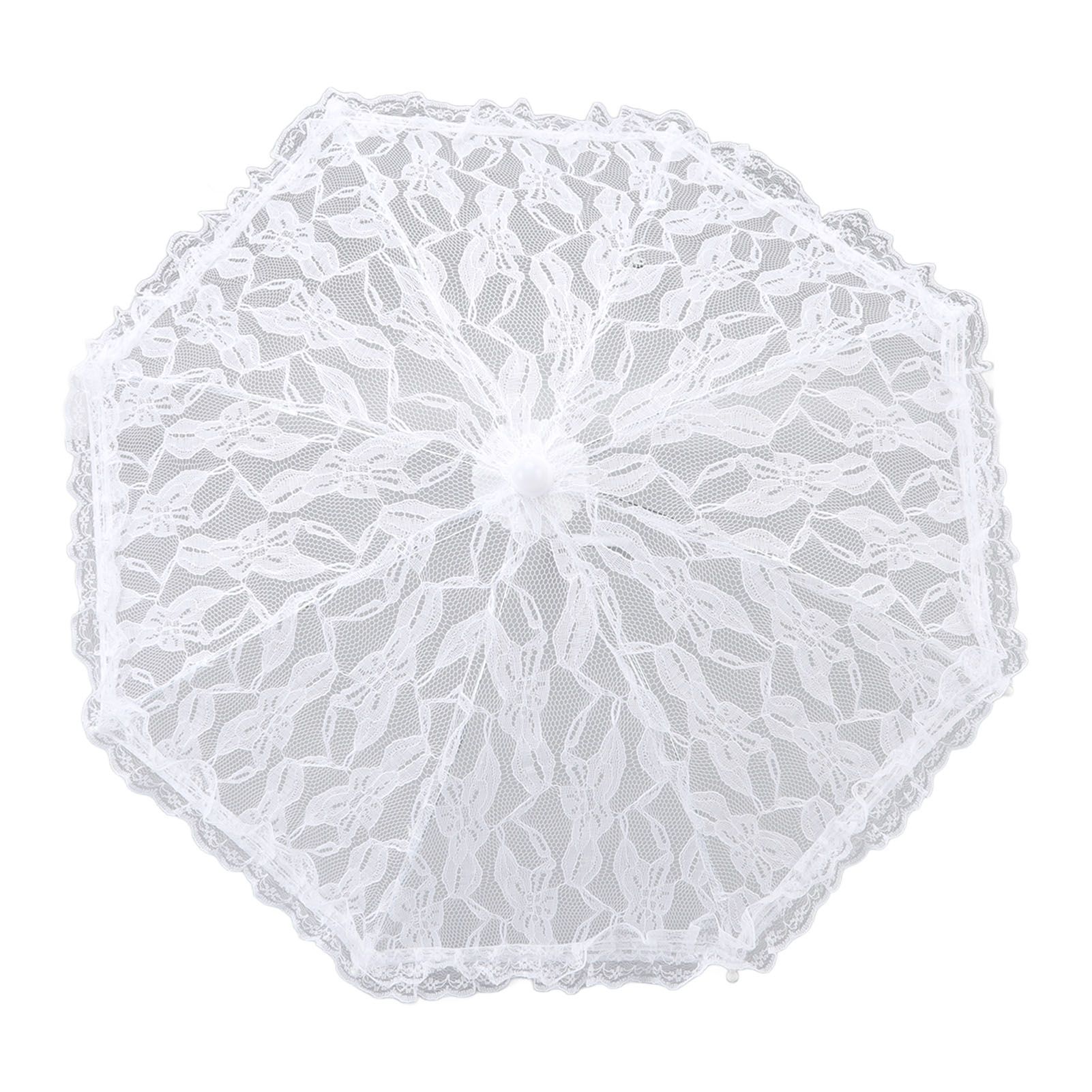 White Lace Parasol Umbrella J Handle Elegant Appearance Bridal Lace Umbrella for Wedding Party Decorations Prom - Image 6