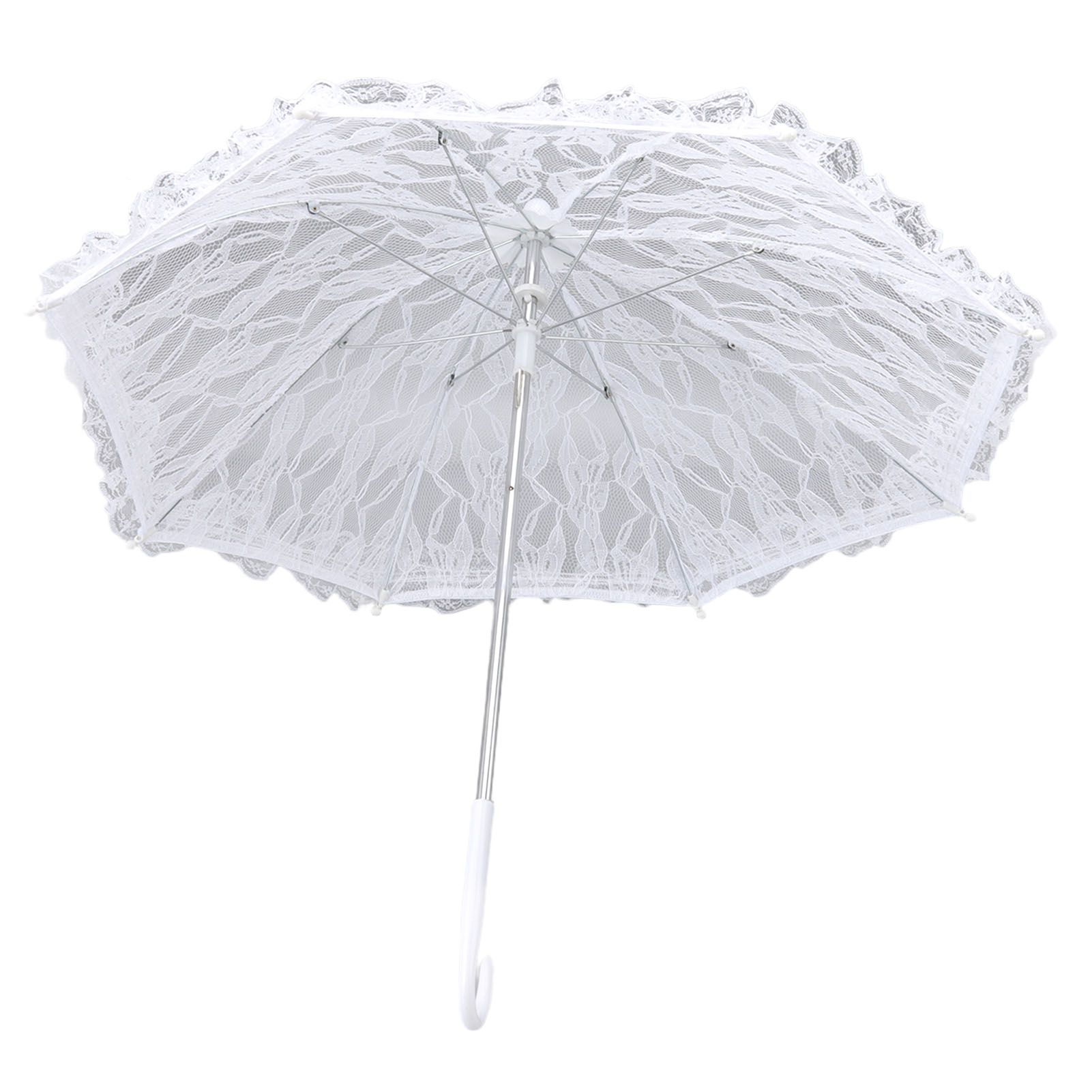 White Lace Parasol Umbrella J Handle Elegant Appearance Bridal Lace Umbrella for Wedding Party Decorations Prom - Image 7