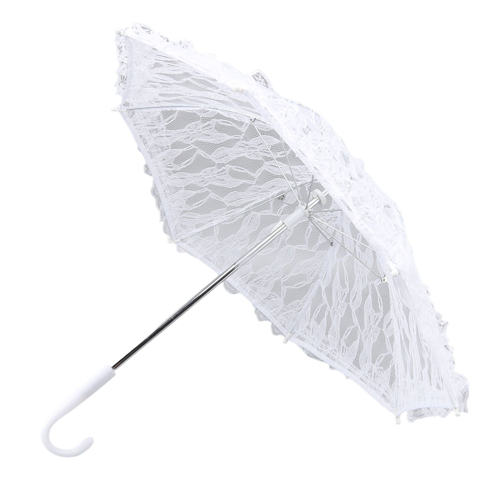 White Lace Parasol Umbrella J Handle Elegant Appearance Bridal Lace Umbrella for Wedding Party Decorations Prom - Image 8