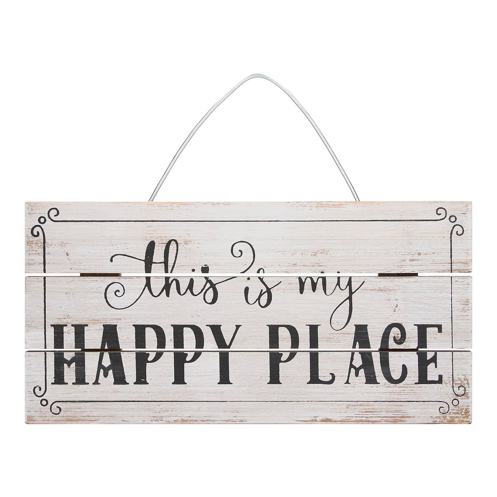 Decorative Wooden Sign Novel Waterproof Table Sign Hanging Decoration with Happy Place for Courtyard - Image 1
