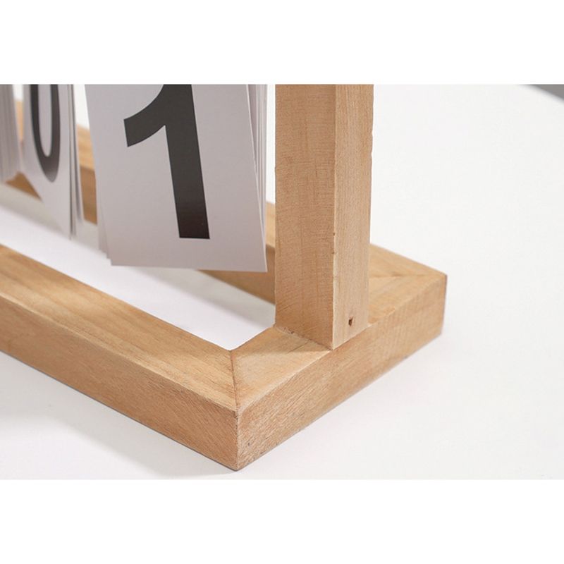Wooden Desk Calendar Flip Chart Page Turning Calendar Reusable Home Calendar Ornament Wood Color - Image 7