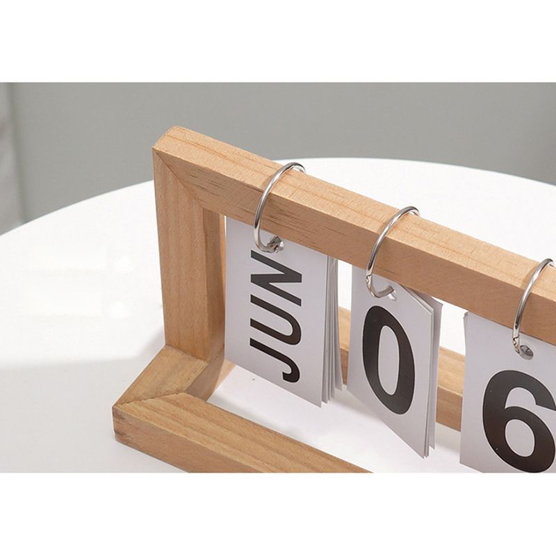Wooden Desk Calendar Flip Chart Page Turning Calendar Reusable Home Calendar Ornament Wood Color - Image 8