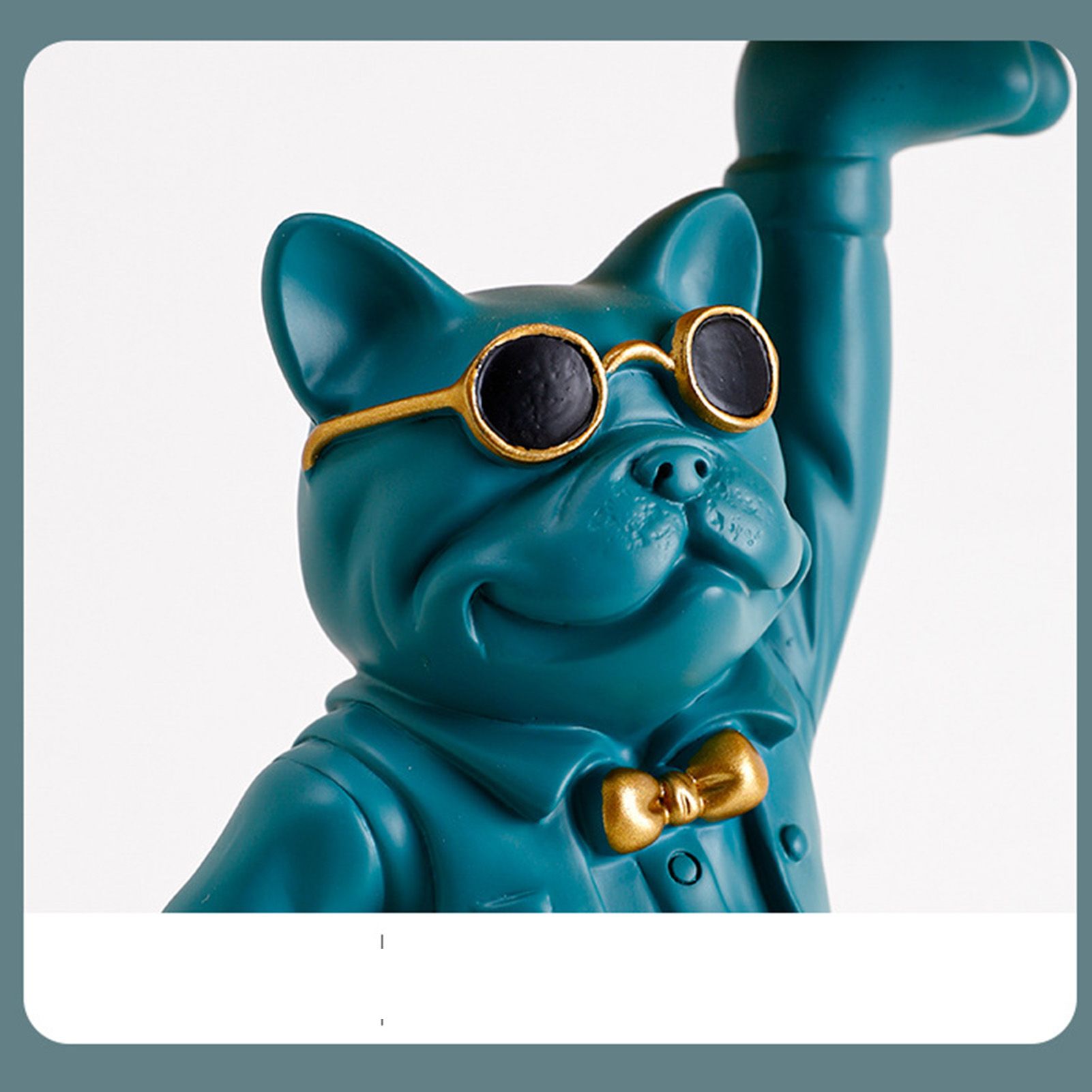 Bulldog Desk Storage Tray Statue Beautiful Handcrafted Resin Bulldog Storage Key Tray for Home Porch Green Dogs - Image 5