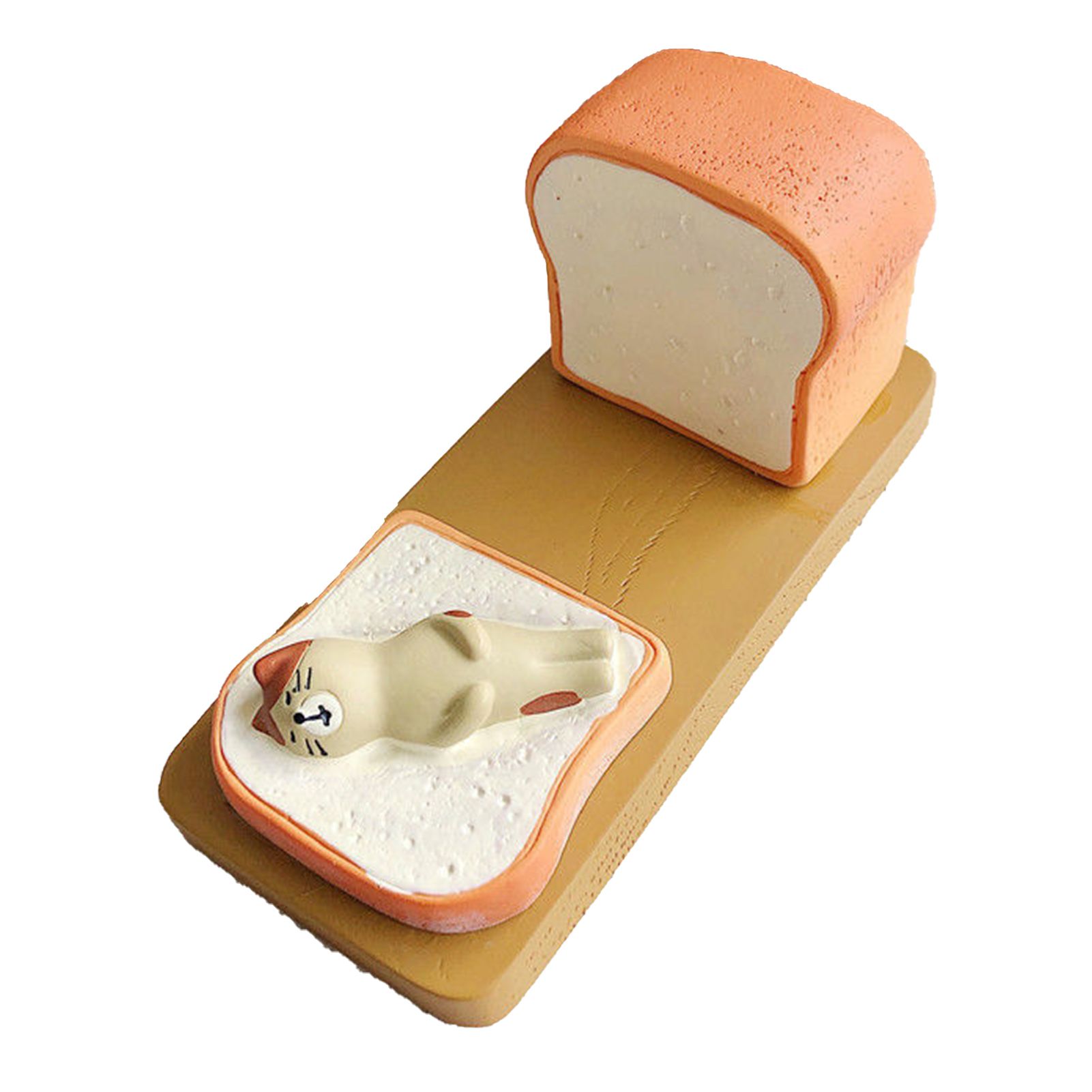 Toast Tablet Stand Holder Resin Cute Fun Desktop Cell Phone Stand Holder for Watching Dramas Square Toast Cat Holder - Image 1