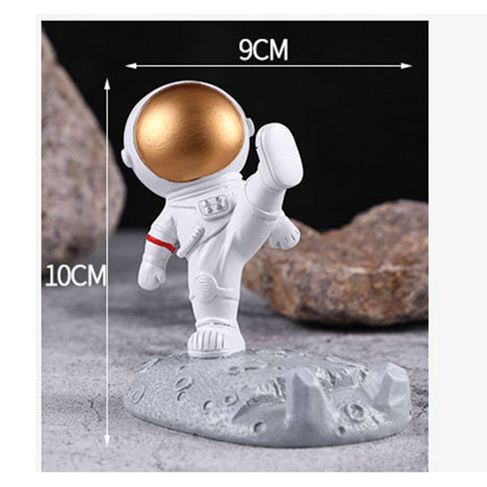 Cute Cartoon Cell Phone Stand Synthetic Resin Desktop Astronaut Ornament for Home Office Car Decor Kung Fu Astronaut Cell Phone Bracket (Gold) - Image 4