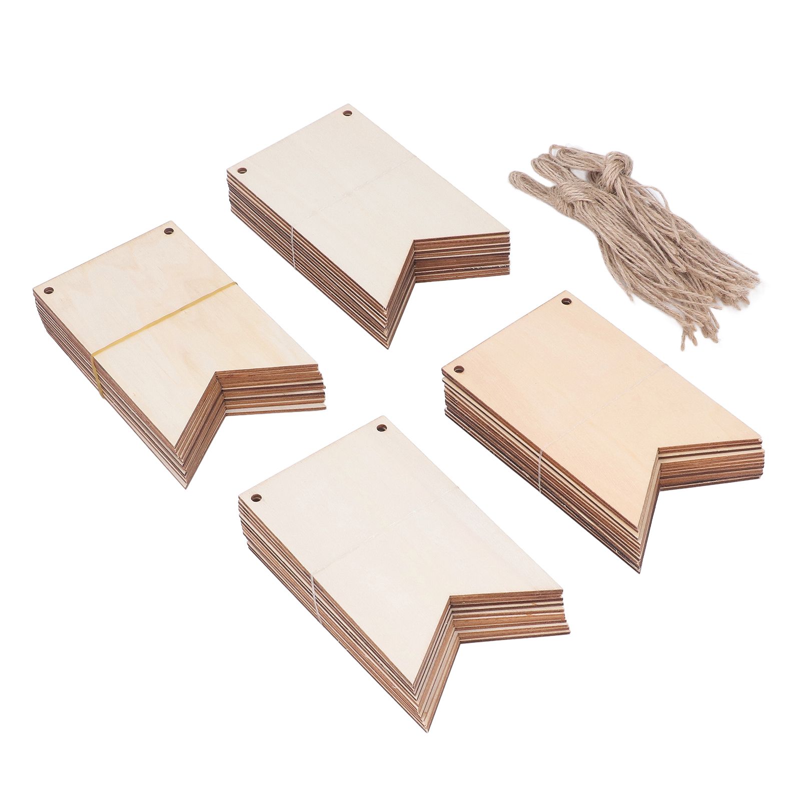 48Pcs Unfinished Hanging Wood Sign Poplar Plywood Blank Wooden Plaque with Ropes for Pyrography Painting Writing - Image 2
