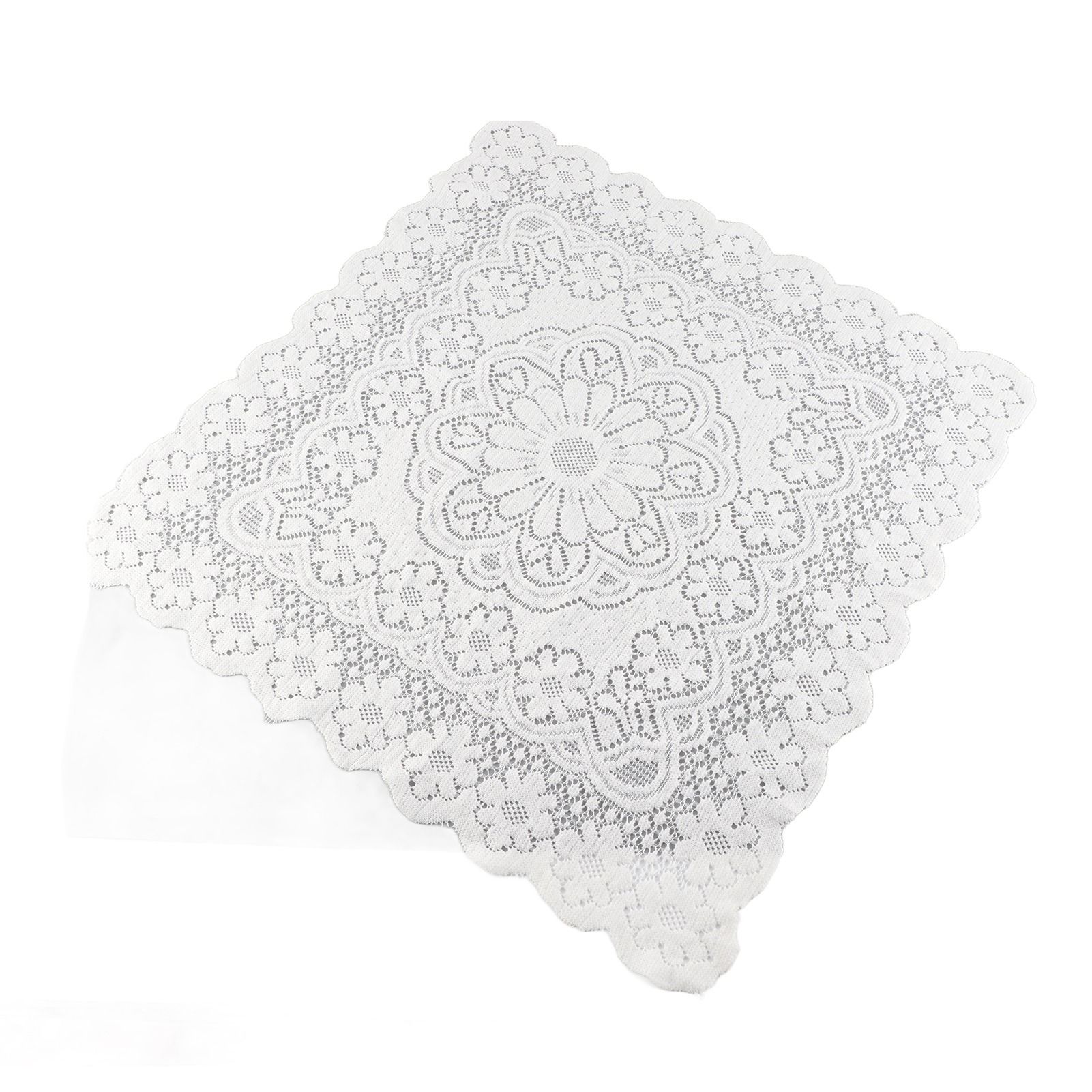 Lace Tablecloth Hollow Pattern Soft Comfortable Simple Lace Decorative Background Cloth for Home Cafe White Lace 60x60cm - Image 2