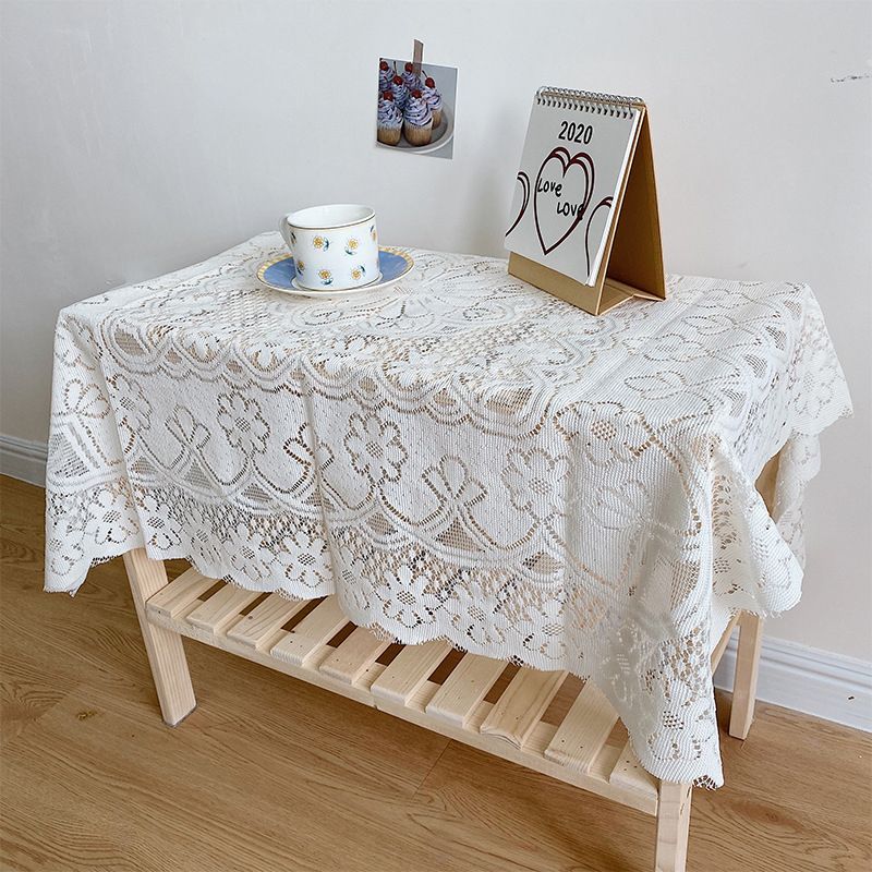 Lace Tablecloth Hollow Pattern Soft Comfortable Simple Lace Decorative Background Cloth for Home Cafe White Lace 90x90cm - Image 1