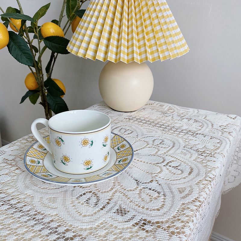 Lace Tablecloth Hollow Pattern Soft Comfortable Simple Lace Decorative Background Cloth for Home Cafe White Lace 90x90cm - Image 5
