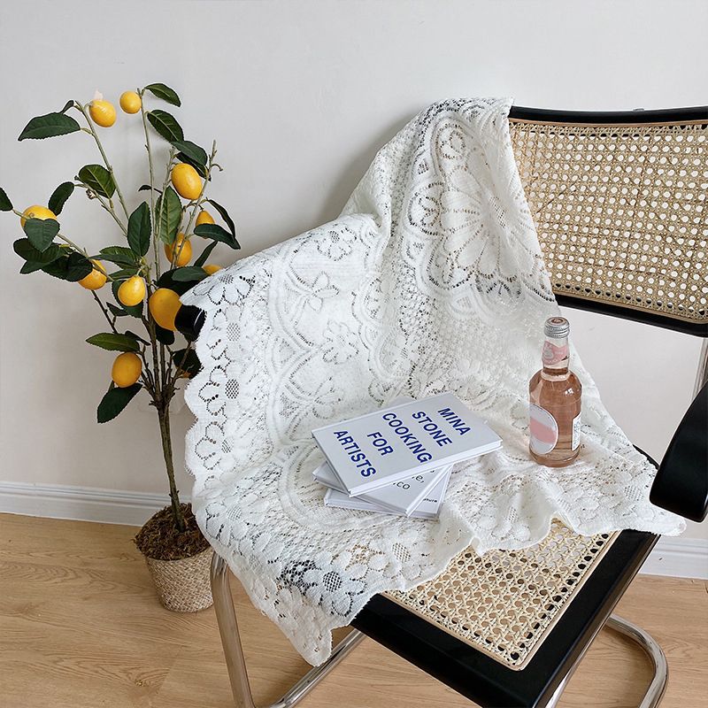 Lace Tablecloth Hollow Pattern Soft Comfortable Simple Lace Decorative Background Cloth for Home Cafe White Lace 90x90cm - Image 8