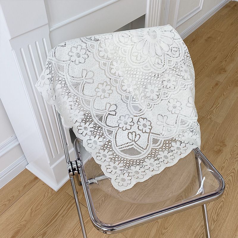 Lace Tablecloth Hollow Pattern Soft Comfortable Simple Lace Decorative Background Cloth for Home Cafe White Lace 120x120cm - Image 2