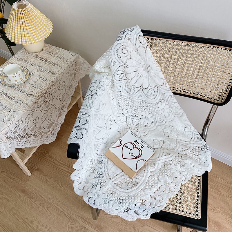 Lace Tablecloth Hollow Pattern Soft Comfortable Simple Lace Decorative Background Cloth for Home Cafe White Lace 120x120cm - Image 3