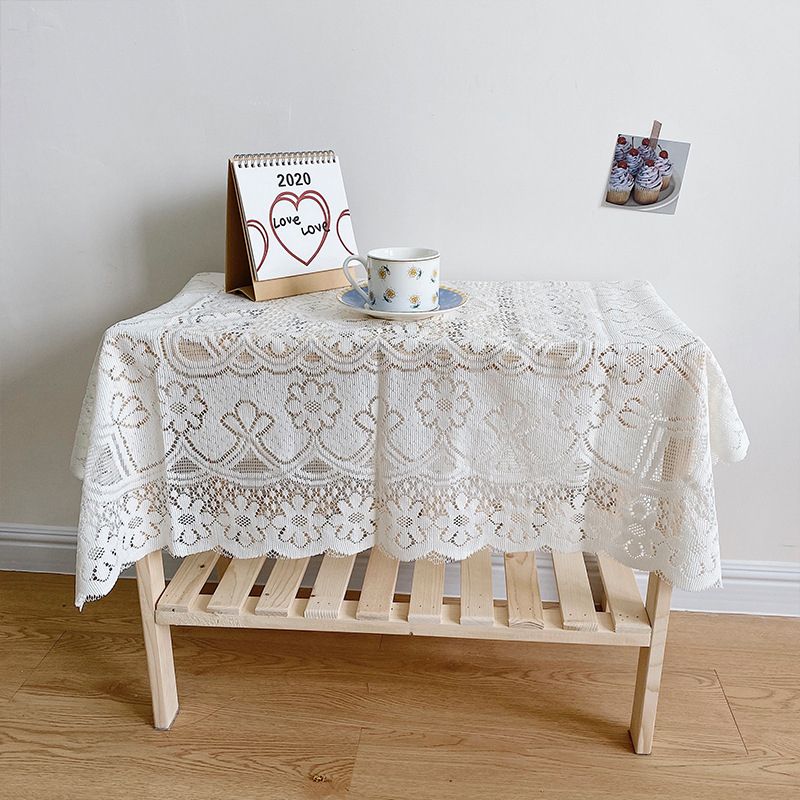 Lace Tablecloth Hollow Pattern Soft Comfortable Simple Lace Decorative Background Cloth for Home Cafe White Lace 120x120cm - Image 7