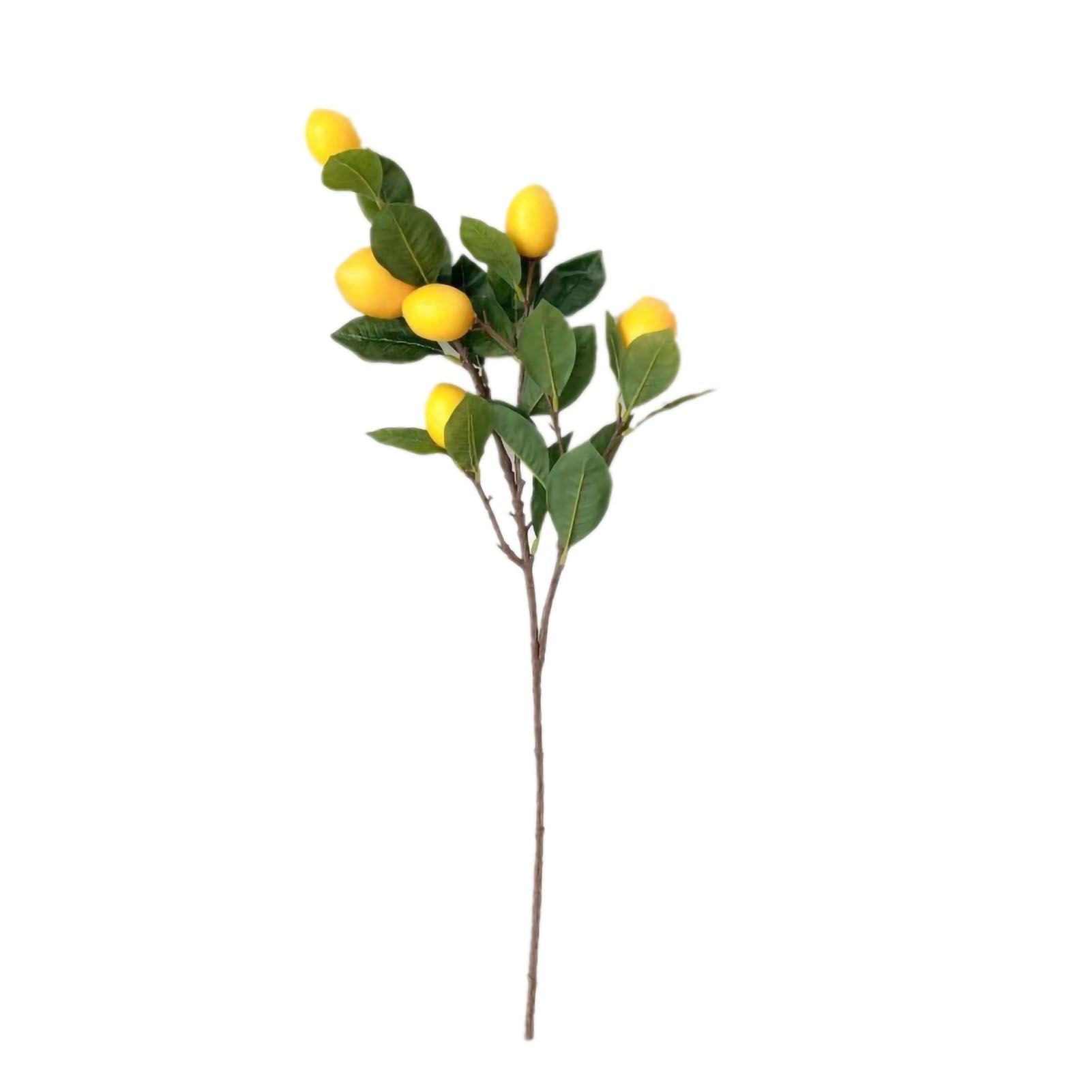 Artificial Lemon Branch 65cm Yellow Lemon Long Branches Leaves Green Plant for Living Room Model Room Decoration - Image 1