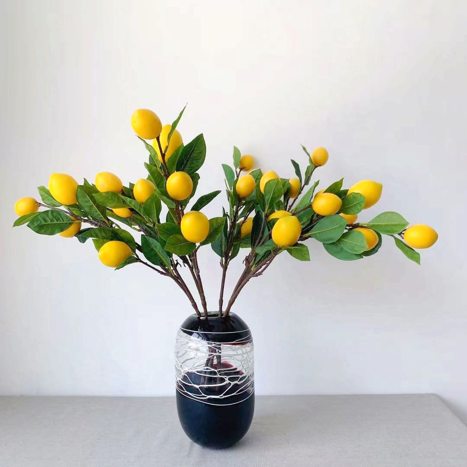 Artificial Lemon Branch 65cm Yellow Lemon Long Branches Leaves Green Plant for Living Room Model Room Decoration - Image 2