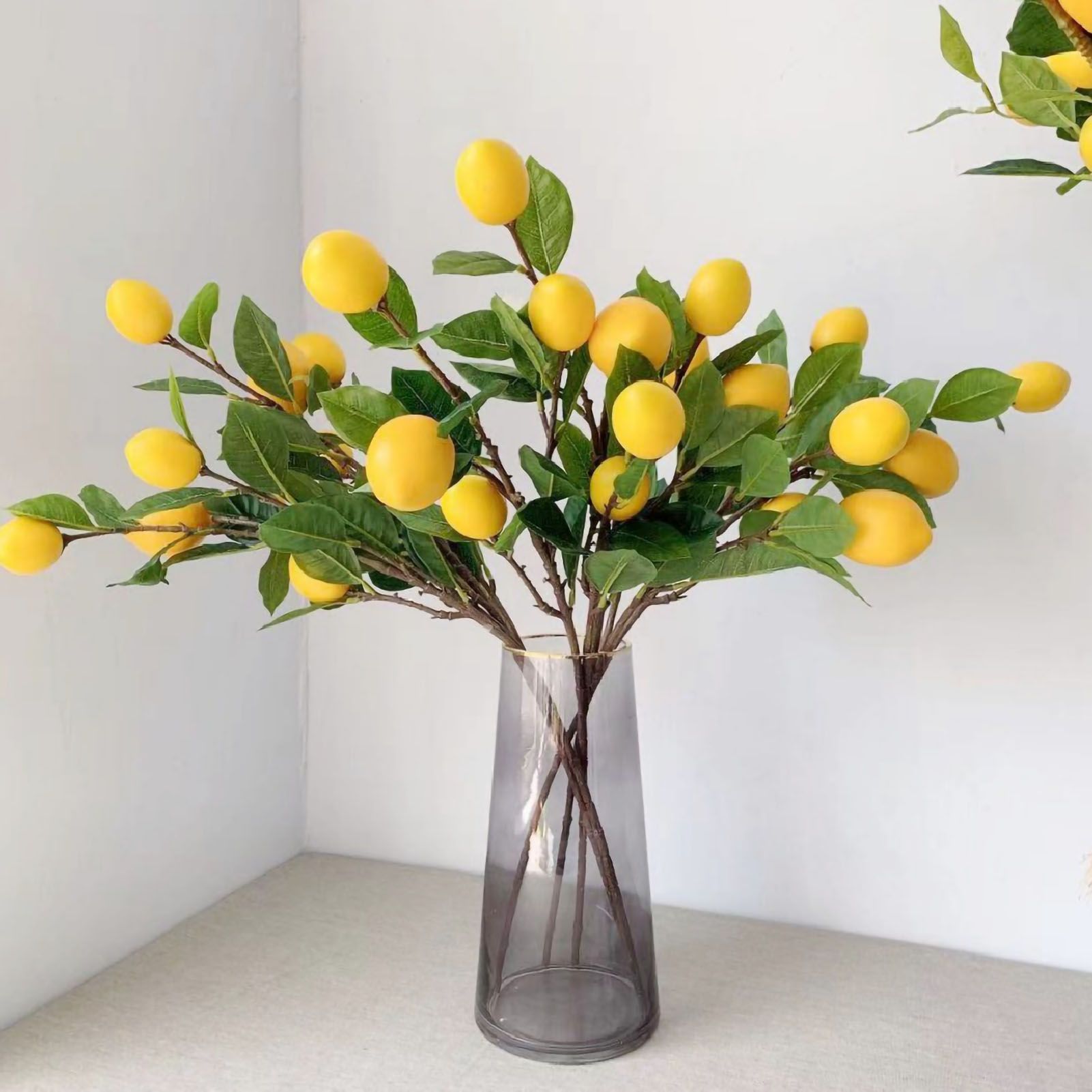 Artificial Lemon Branch 65cm Yellow Lemon Long Branches Leaves Green Plant for Living Room Model Room Decoration - Image 3