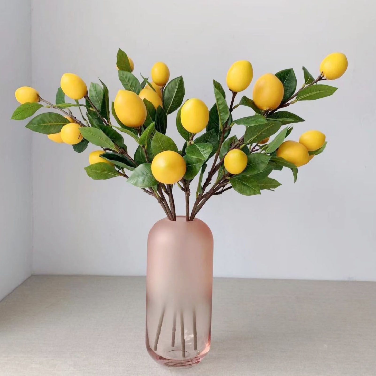 Artificial Lemon Branch 65cm Yellow Lemon Long Branches Leaves Green Plant for Living Room Model Room Decoration - Image 4
