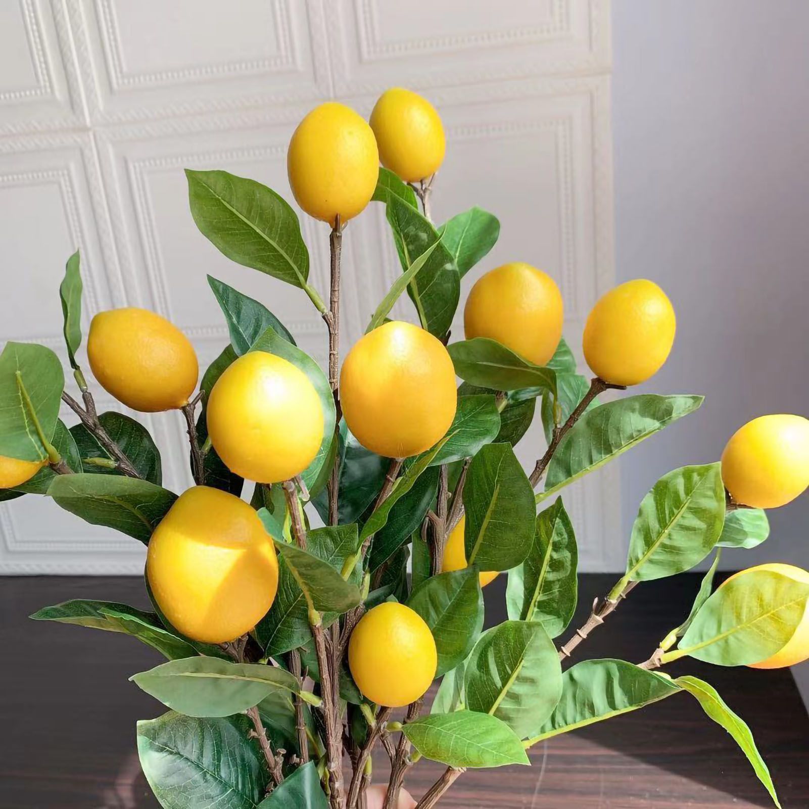 Artificial Lemon Branch 65cm Yellow Lemon Long Branches Leaves Green Plant for Living Room Model Room Decoration - Image 5