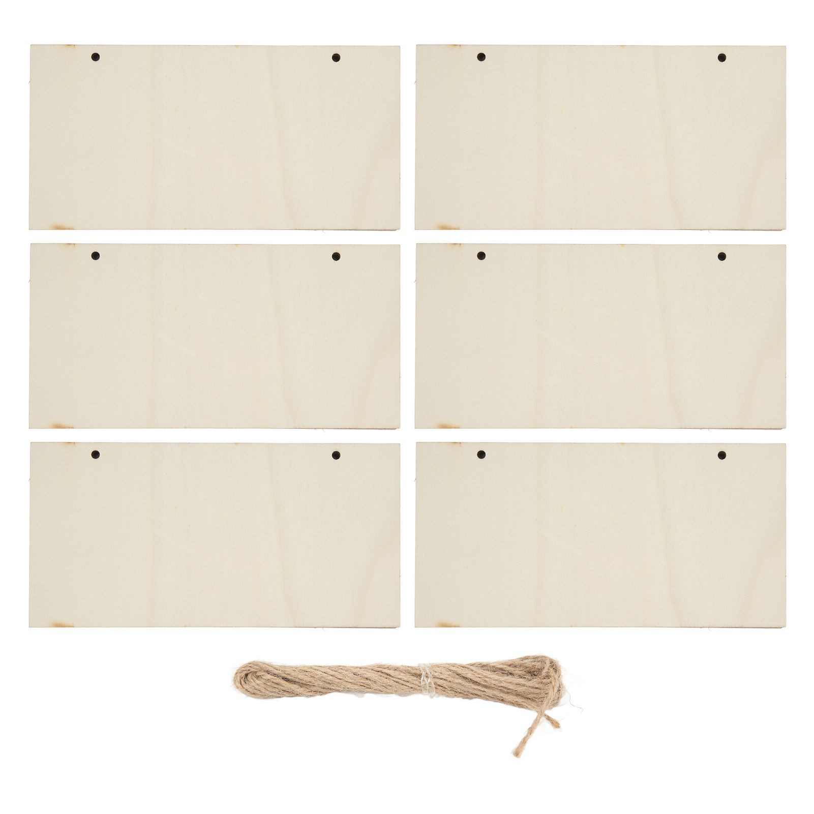 6pcs Blank Wooden Plaque Rectangle Decorative DIY Unfinished Wood Sign with Holes for Coffee Shop - Image 1