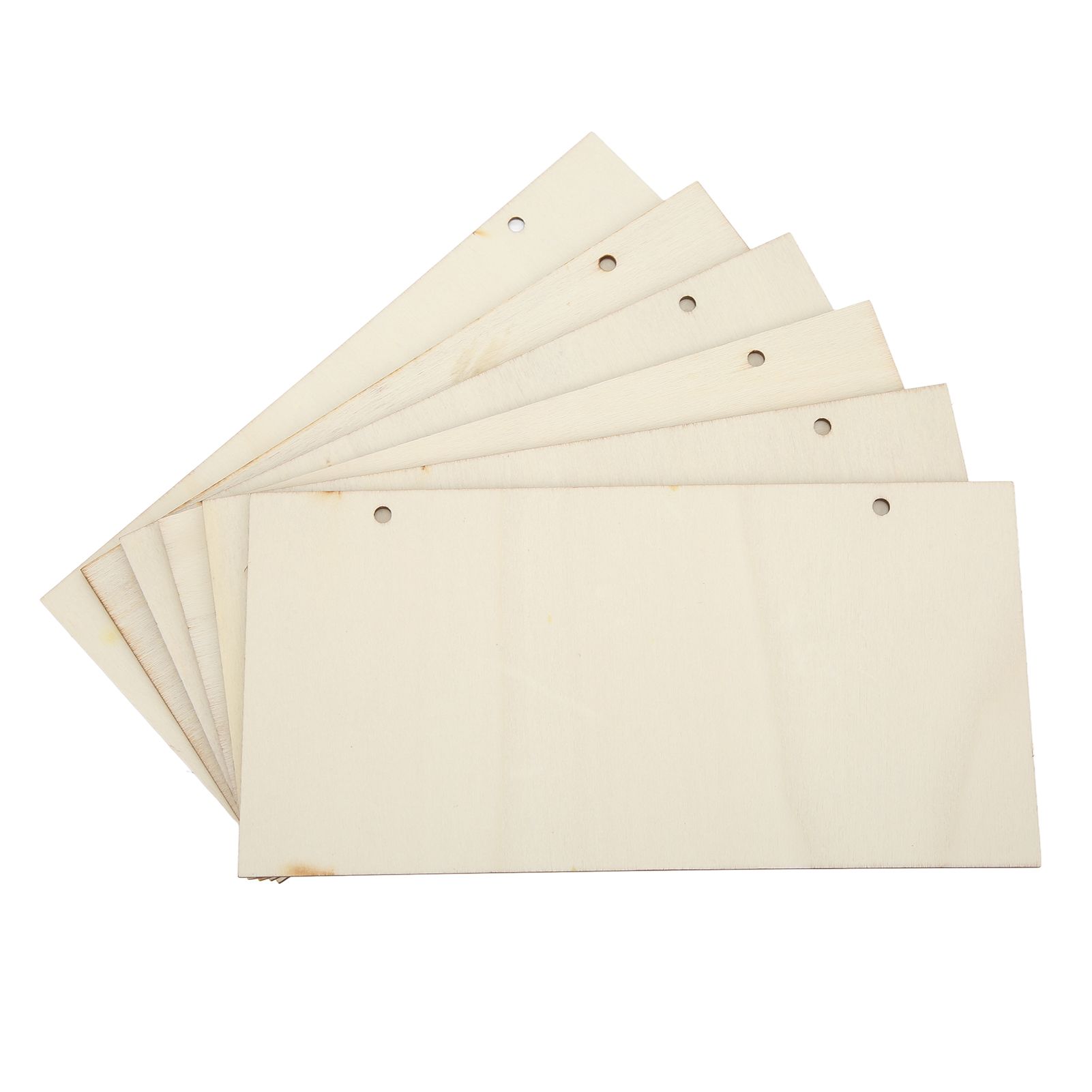 6pcs Blank Wooden Plaque Rectangle Decorative DIY Unfinished Wood Sign with Holes for Coffee Shop - Image 2