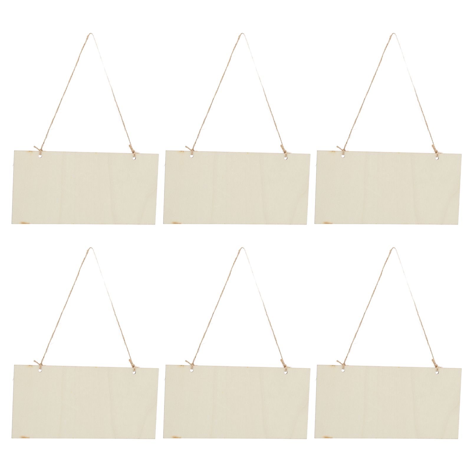 6pcs Blank Wooden Plaque Rectangle Decorative DIY Unfinished Wood Sign with Holes for Coffee Shop - Image 3
