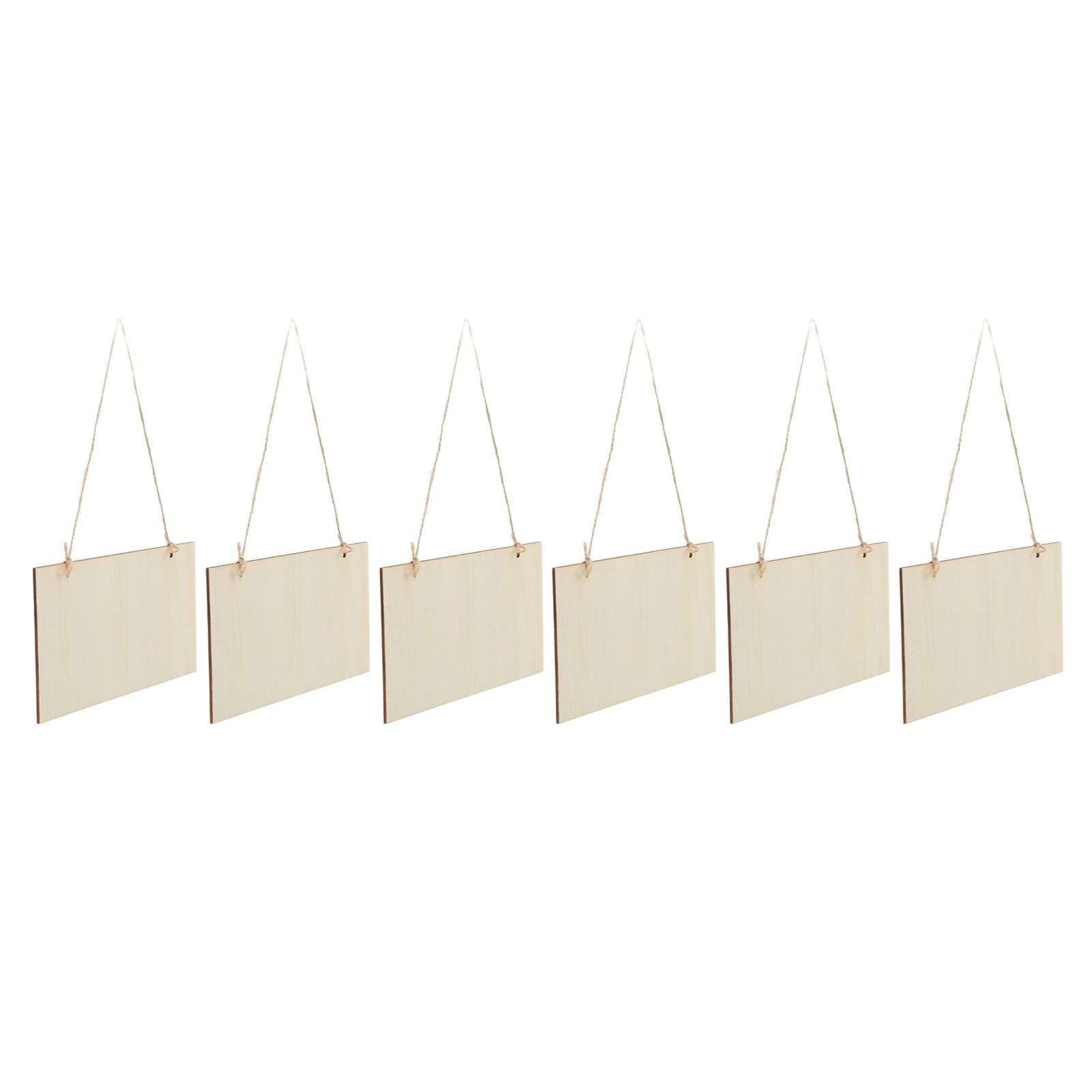 6pcs Blank Wooden Plaque Rectangle Decorative DIY Unfinished Wood Sign with Holes for Coffee Shop - Image 4