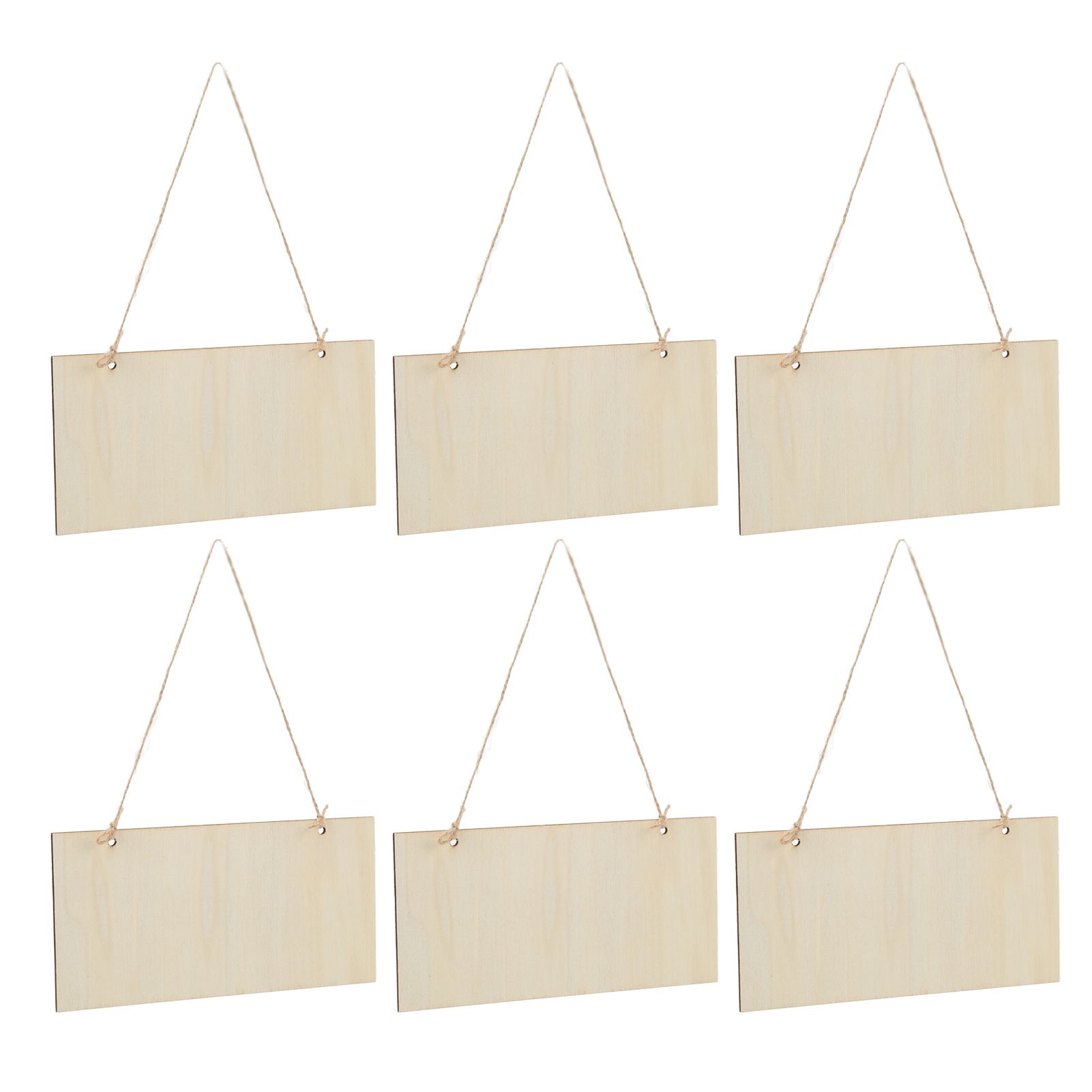 6pcs Blank Wooden Plaque Rectangle Decorative DIY Unfinished Wood Sign with Holes for Coffee Shop - Image 6