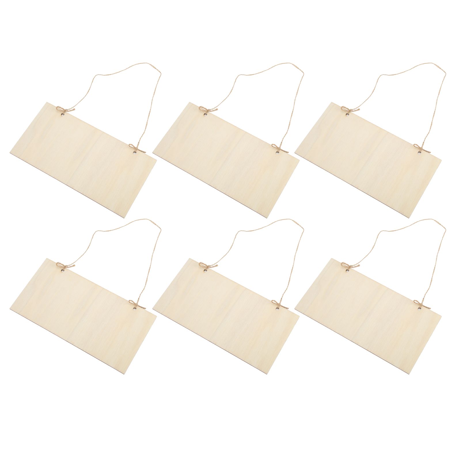 6pcs Blank Wooden Plaque Rectangle Decorative DIY Unfinished Wood Sign with Holes for Coffee Shop - Image 8