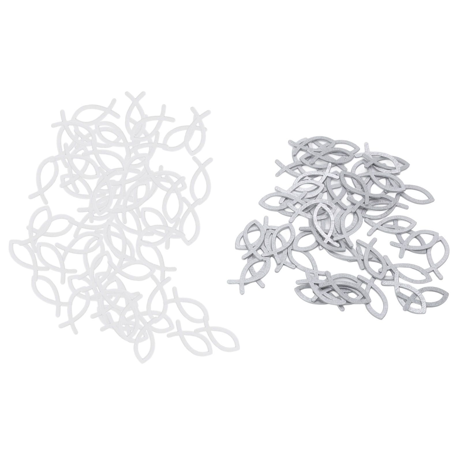 2 Packs Wooden Fish Decoration Good Decoration White Silver Fish Confetti for Christening Decoration Communion - Image 1