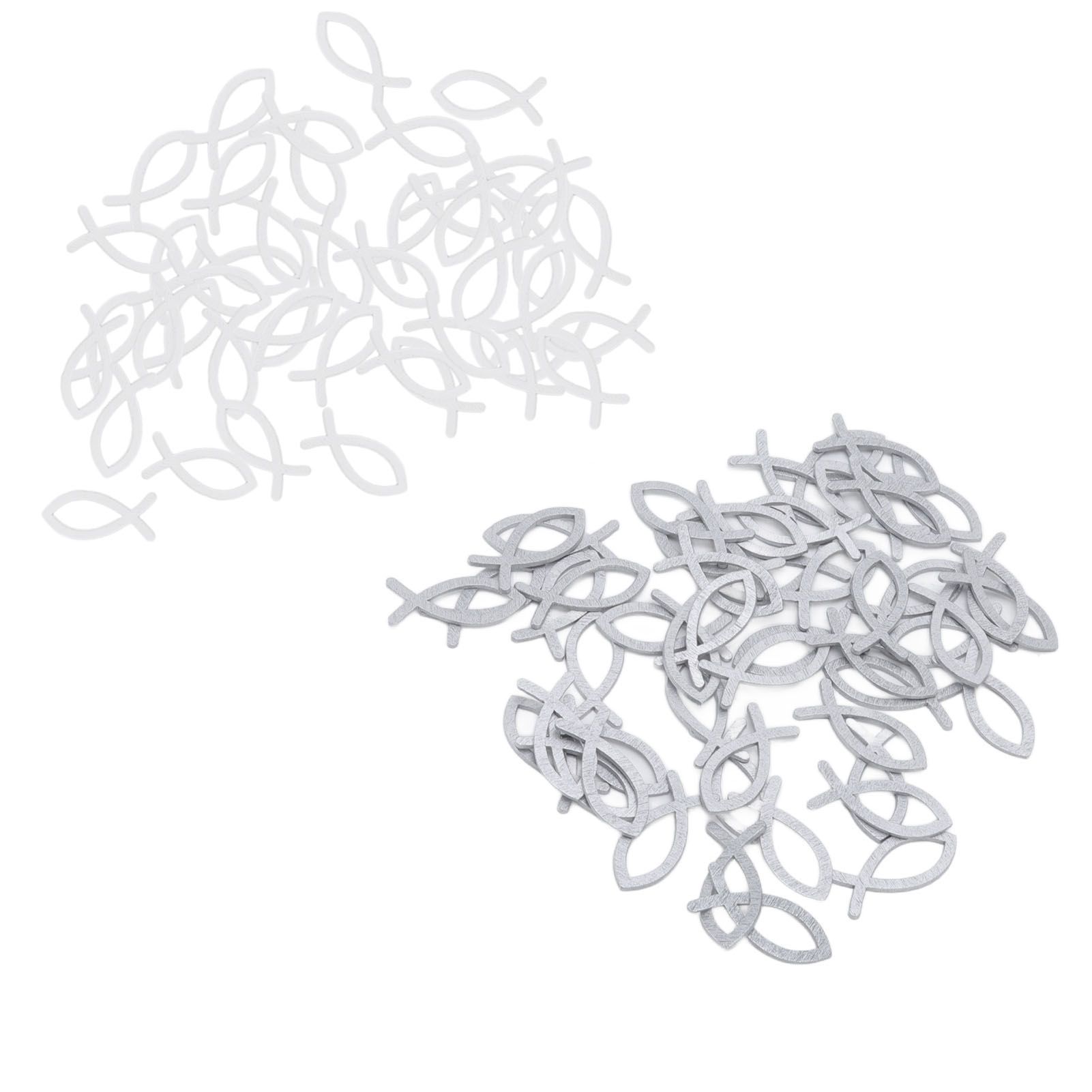 2 Packs Wooden Fish Decoration Good Decoration White Silver Fish Confetti for Christening Decoration Communion - Image 2