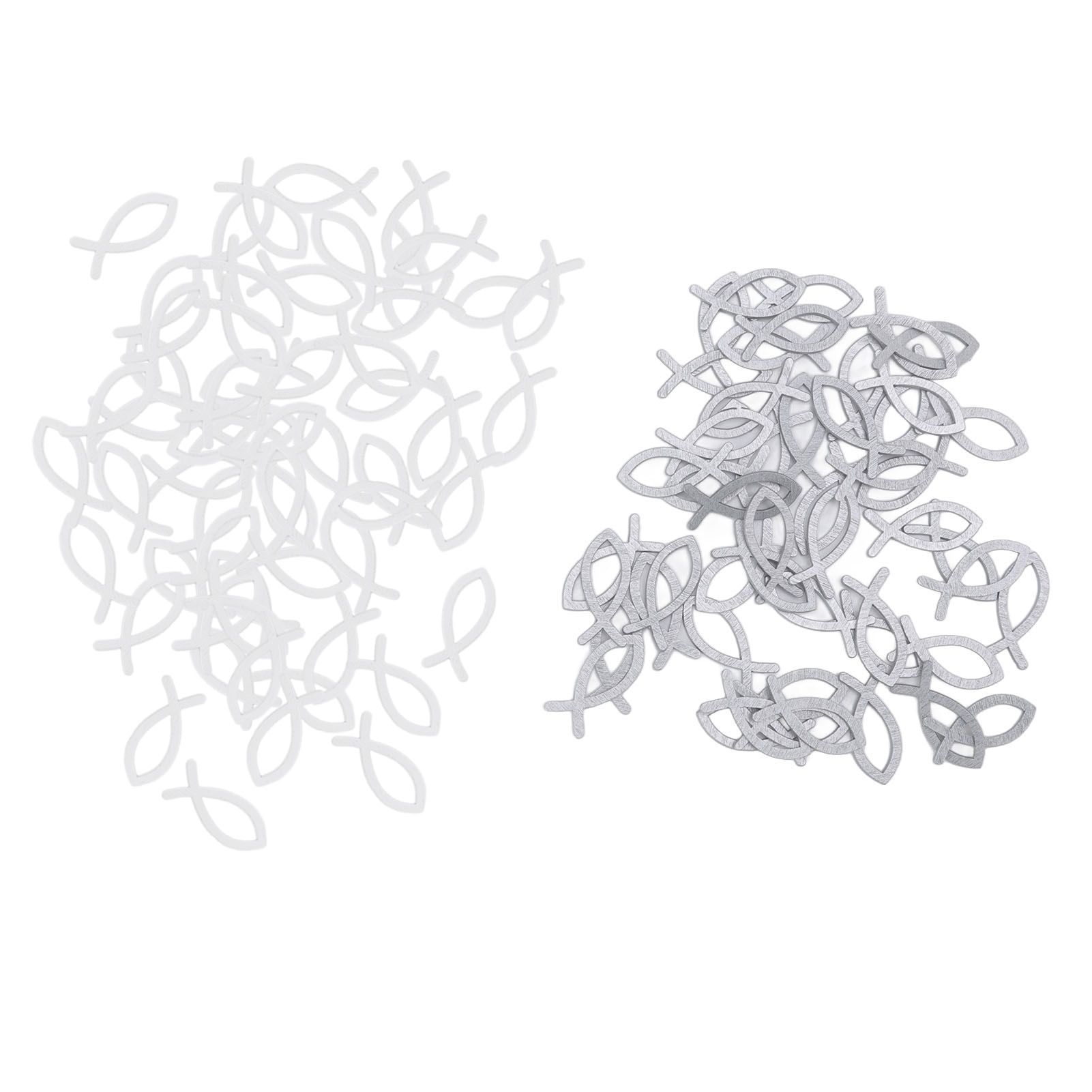 2 Packs Wooden Fish Decoration Good Decoration White Silver Fish Confetti for Christening Decoration Communion - Image 3