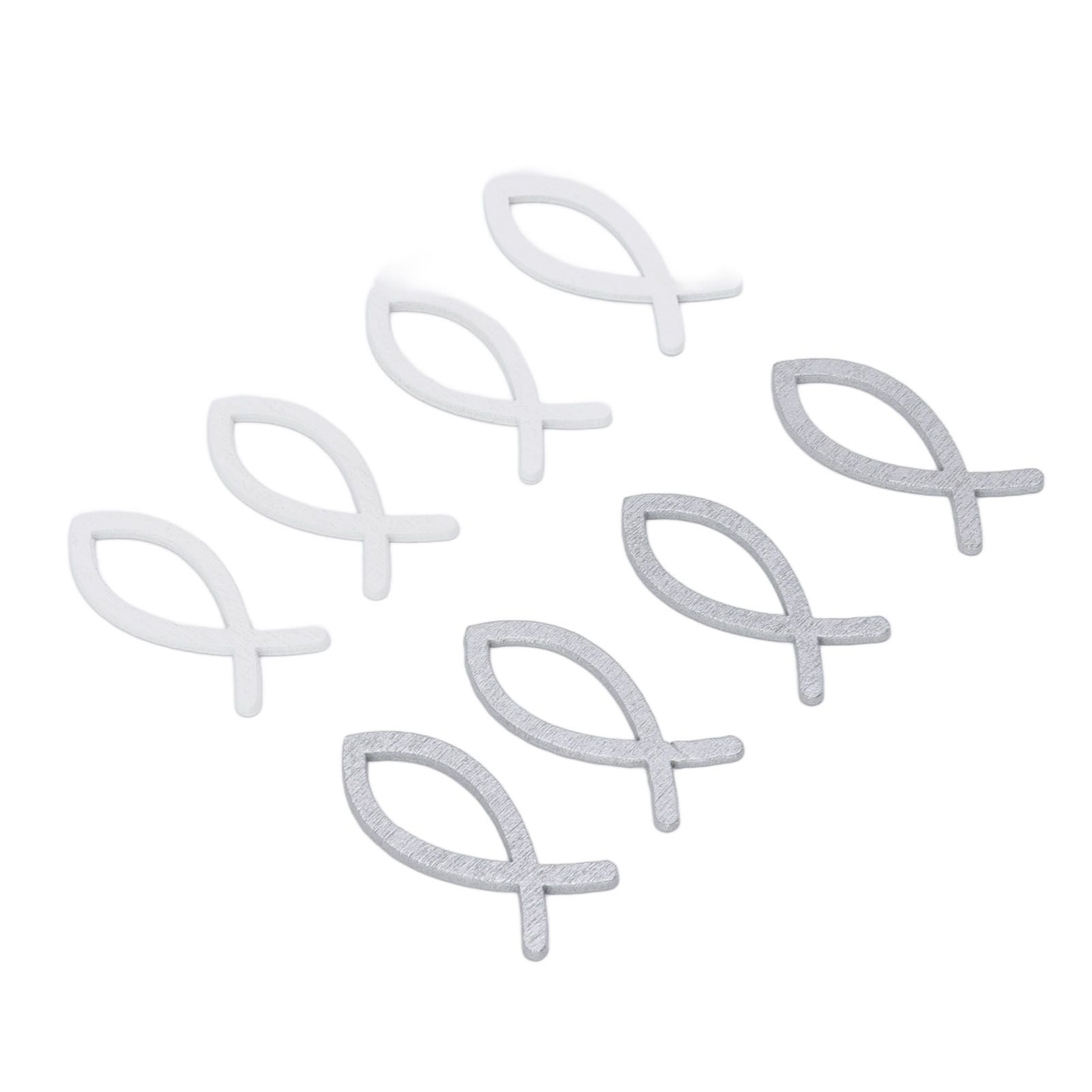 2 Packs Wooden Fish Decoration Good Decoration White Silver Fish Confetti for Christening Decoration Communion - Image 5