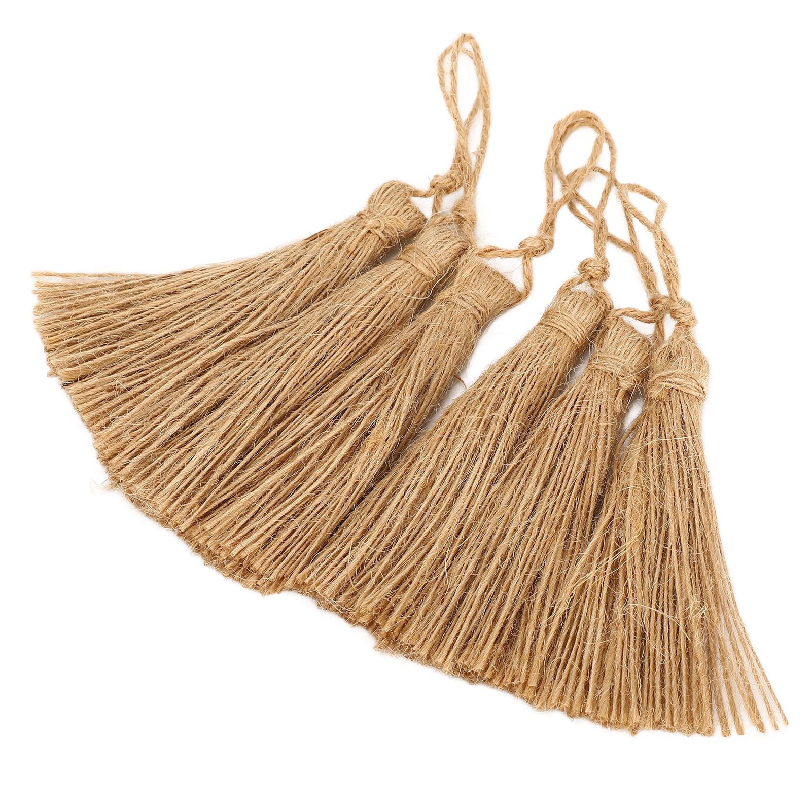 6Pcs Natural Jute Tassels Simple Rustic Style Natural Jute Widely Used Bookmark Tassels for Jewelry Curtain Craft - Image 2