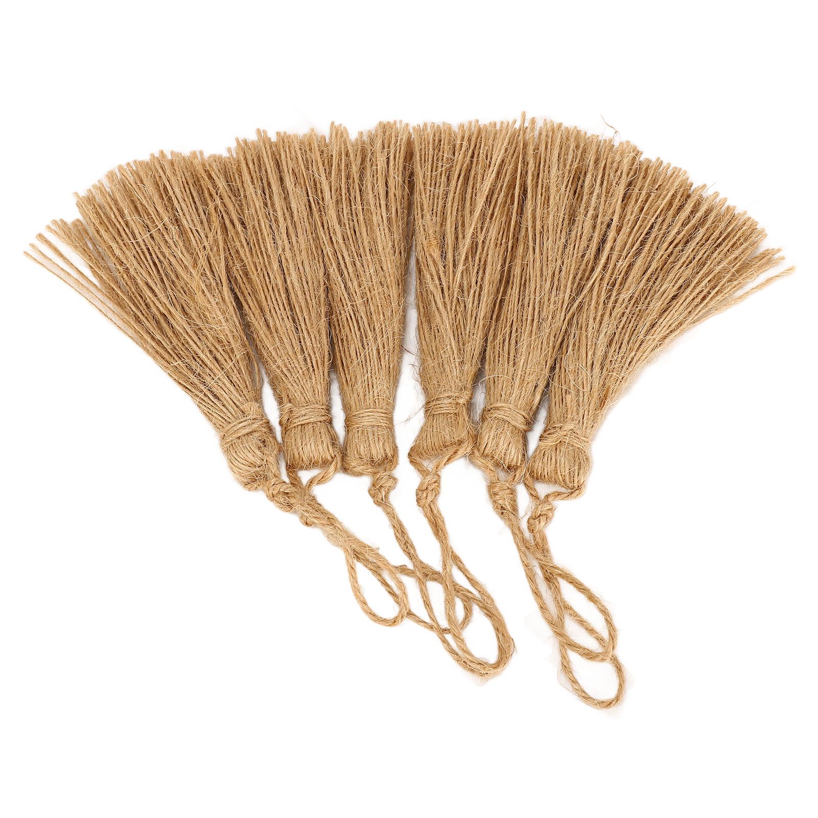 6Pcs Natural Jute Tassels Simple Rustic Style Natural Jute Widely Used Bookmark Tassels for Jewelry Curtain Craft - Image 3