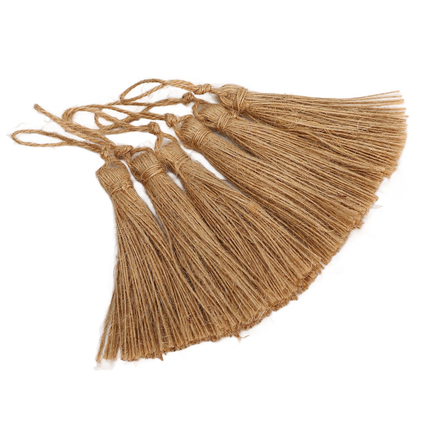 6Pcs Natural Jute Tassels Simple Rustic Style Natural Jute Widely Used Bookmark Tassels for Jewelry Curtain Craft - Image 4