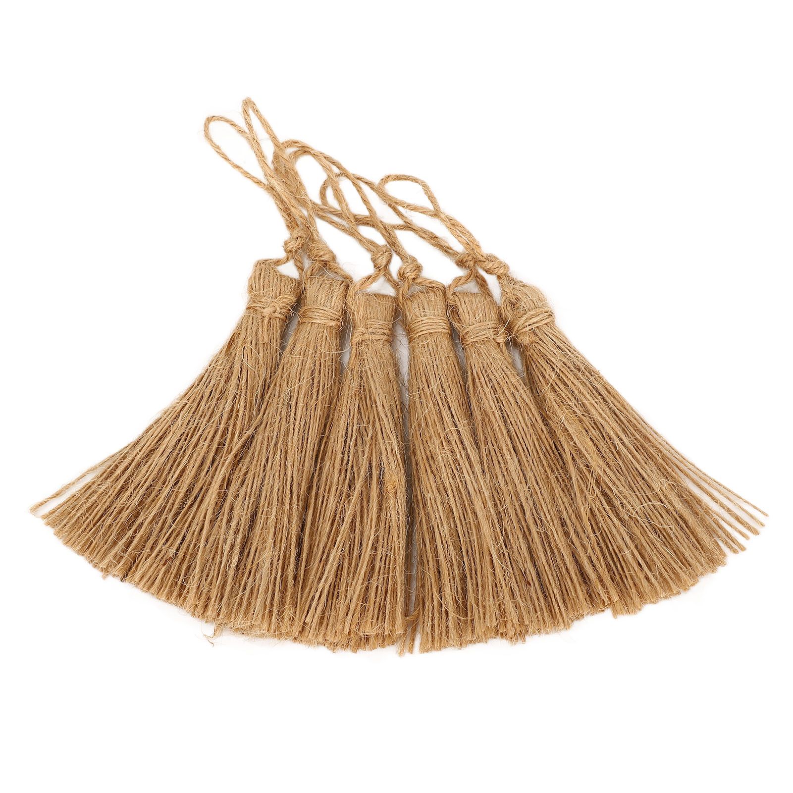 6Pcs Natural Jute Tassels Simple Rustic Style Natural Jute Widely Used Bookmark Tassels for Jewelry Curtain Craft - Image 5